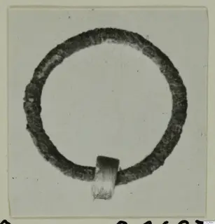 Bronze earring from Marion Tomb 85, a ring with a short thick pin or hook at the bottom.
