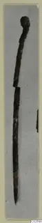 Bronze pin with a rounded head, broken into two pieces, from Marion Tomb 9