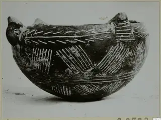 Pottery Red Polished III bowl from Lapithos, Vrysi tou Barba tombs, with incised white-filled pattern