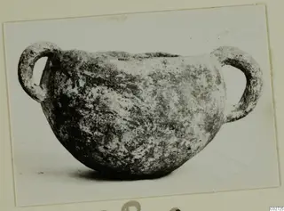 Pottery Red Polished II Bowl with two loop handles, from Lapithos