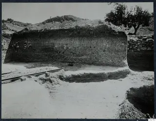 Soil section at Mersinaki with excavation rails in the foreground