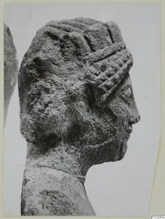 Limestone head of a statue in profile facing right, with a ridged headband, from Kition