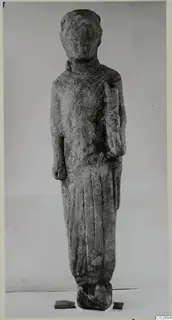 Standing limestone statue of a human figure, Limestone Cypro-Greek II