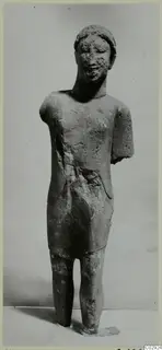 Limestone statue of a standing figure from Kition, with both arms broken off