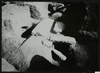 Tomb 10 at Amathus with large cover stones lying over the excavated opening