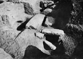 Tomb 10 at Amathus with large cover stones lying over the excavated cutting