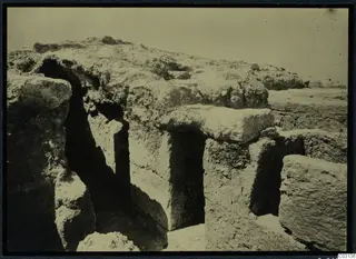 Large stone blocks and wall remains uncovered during excavation at the palace at Vouni