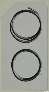 Two metal rings on a pale card: one is a coiled spiral of wire, the other a plain closed hoop.