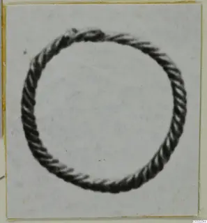 Twisted wire ring photographed on a pale card mount