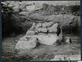 Excavated stone blocks forming a stepped arrangement at the palace at Vouni