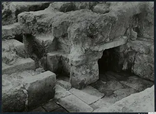 Stones and a paved floor uncovered during excavation at the palace at Vouni.
