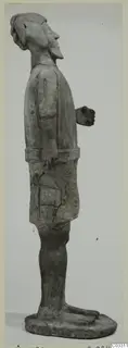 Terracotta Proto-Cypriote I standing male figure in side profile, from Ayia Irini