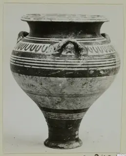 Bowl-jar of Levanto-Helladic Ware from Enkomi with three loop handles and painted bands