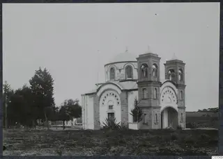 Ayia Faneromeni church at Kition, with a central dome and two bell towers.