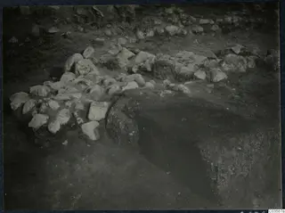 Excavation at Soli showing a stone construction of rubble blocks in excavated soil