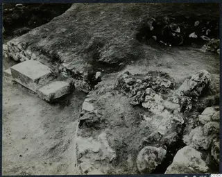 Excavated stone steps and rough stone walls at Soli, Cholades Temples A-B, seen during excavation