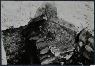 Excavated stone construction at Soli, Cholades Temples C-F, with rounded stones set in a line