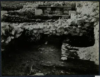 Excavated stone walls and foundations at Soli, Cholades temples, seen from a trench