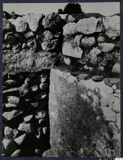 Stone wall construction at Soli, Cholades Temples, with rubble masonry on the left and a smooth pale face on the right
