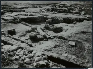 Excavated stone walls and a flight of steps at Soli, Cholades Temples A-B, during excavation