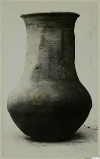 Pottery Bichrome Wheel-made vessel from Enkomi, with a flared rim, narrow neck and bulbous body