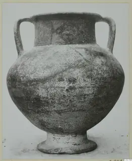 Pottery Bichrome IV amphora-crater: a two-handled painted vessel with a wide neck and footed base.