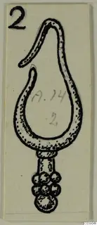 Drawing of a loop-shaped pendant with a cluster of beads, from Amathus tombs 10–26