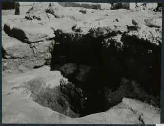Excavation pit with large cut stone blocks at the palace at Vouni