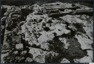 Excavated stone foundations of the Temple of Athena at Vouni, seen from the east.