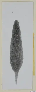 Bronze tool: a long, pointed blade with a narrow tang and a pitted, uneven surface