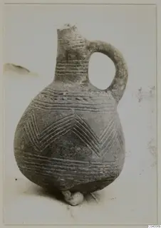 Jug with a loop handle and incised chevron and band decoration, Red Polished III jug from Lapithos
