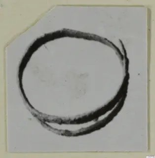 Bronze personal adornment: a thick loop of metal with one end overlapping the other, shown on a card mount.