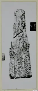 Bone find from Enkomi: a long, narrow fragment with a pitted surface, photographed against a plain background.