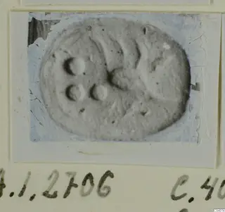 Oval glyptic object with round hollows and curved ridges on its surface