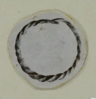 Small ring-shaped jewellery piece from Arsos with a twisted band around its edge, shown on a cream background.