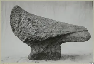 Weathered limestone minor plastic from Soli, with a tapering upper form on a thick pedestal-like base