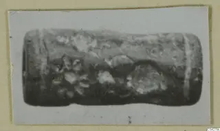 Cylinder seal from Amathus with a carved design, shown in a mounted photograph