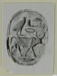 Oval seal face from Amathus with incised bird-like and animal motifs, shown as a photographic print
