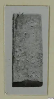 Rectangular bone fragment from Amathus, shown as a photograph mounted on a card.