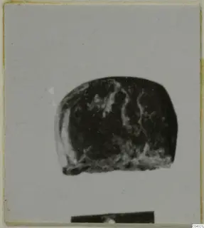 Stone object from Amathus, dark with pale veining, rounded at the top and flat at the base.
