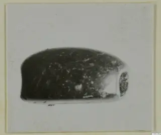 Dark stone glyptic object, rounded and elongated, from Ayia Irini