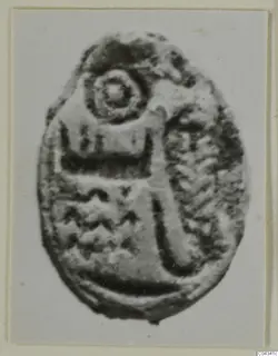 Oval seal from Ayia Irini with a ringed circle, a rectangular panel and curved lines