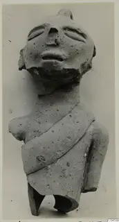 Terracotta figurine, Terracotta Minor Plastic 3, of a head and upper body with a diagonal band across the chest