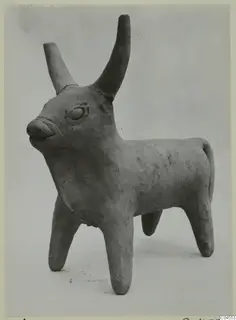 Terracotta figurine of a bull with long upswept horns, from Ayia Irini