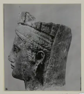 Stone statue head in profile facing left, Arsos VIII-IX
