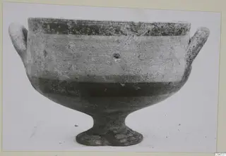Pottery bowl on a high foot with two horizontal handles, from Amathus.