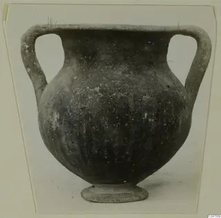 Two-handled black-slipped pottery vessel from Amathus tombs