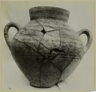 Two-handled jar from Amathus with rejoined breaks, photographed against a plain background