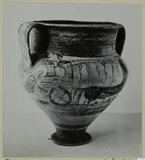 Two-handled painted amphora-krater in Levanto-Helladic Ware from Enkomi, seen from the side