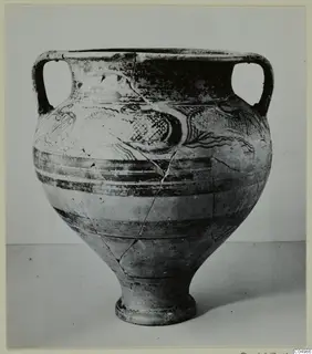 Two-handled painted pottery amphora-crater from Enkomi, side view